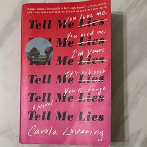 Tell Me Lies Book by Carola Lovering - Red pink Cover. Used